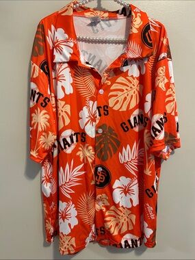 SF Giants MLB Hawaiian Aloha Shirt XL Alaska Airlines Stadium Giveaway Orange